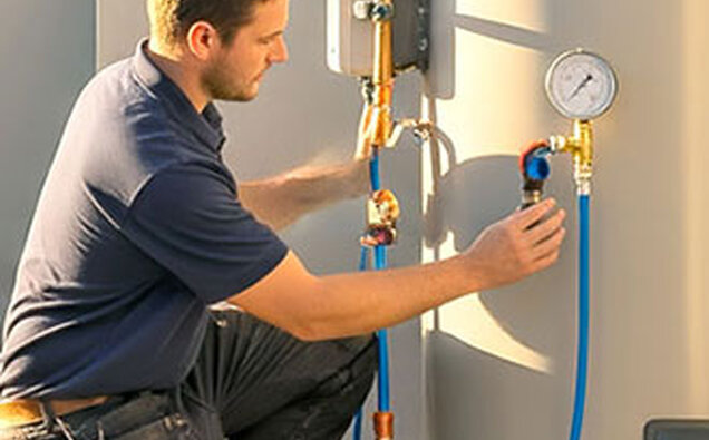 Plumber Testing Water Heater
